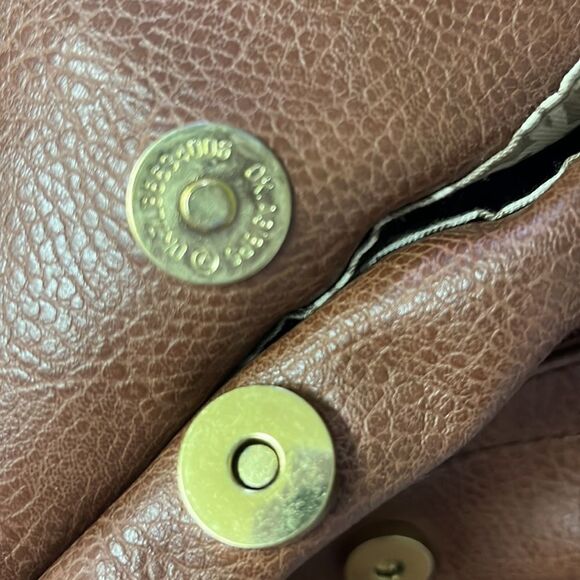 Marc Fisher Brown Zip Code Buckle Saddle Handbag - Picture 14 of 16